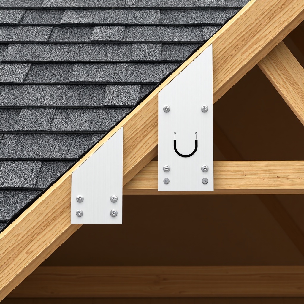 <clean photorealistic photo/illustration of SolarPoolPro aluminum mounting brackets bolted