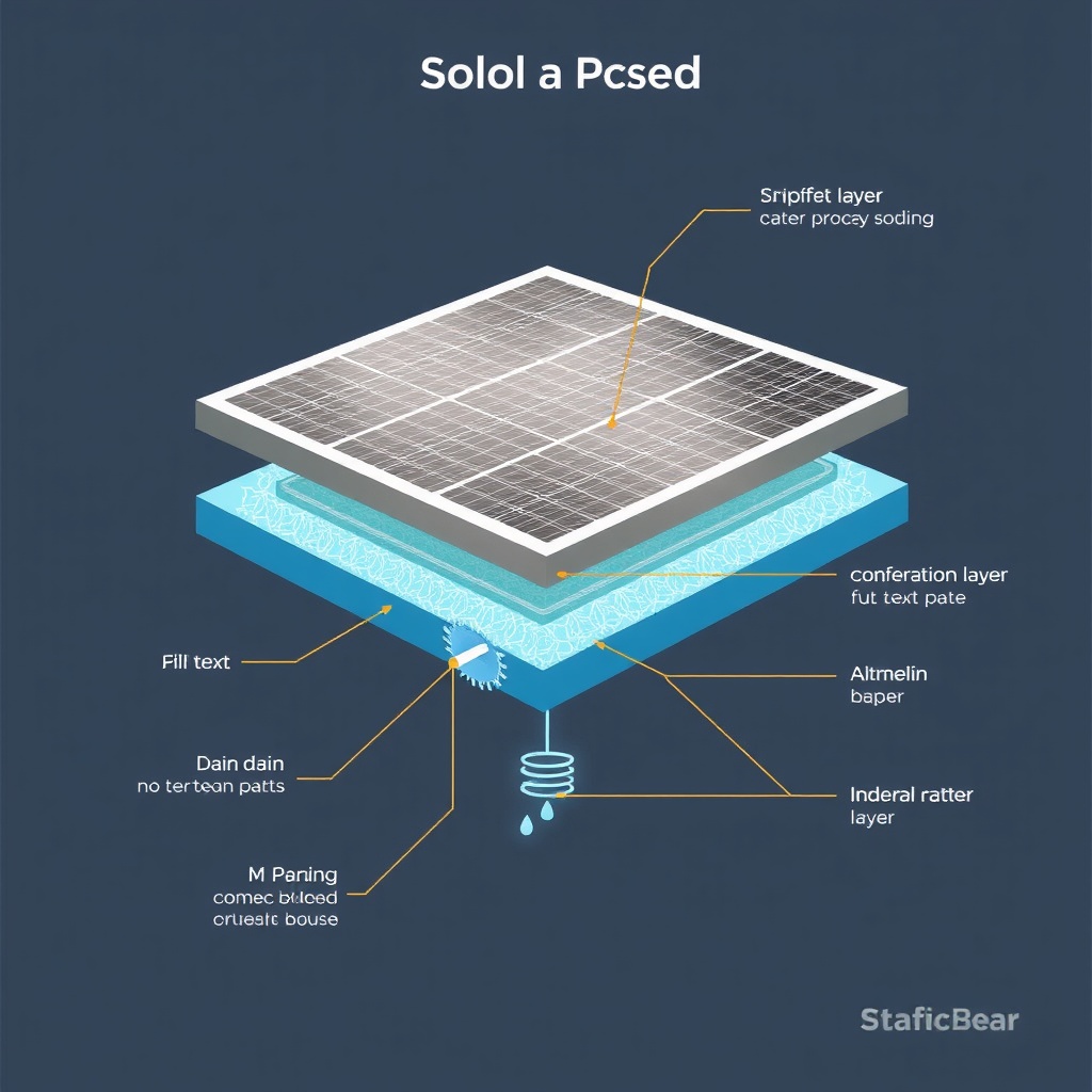 Infographic-style illustration of a Fafco Solar Bear panel cross-section showing condensat