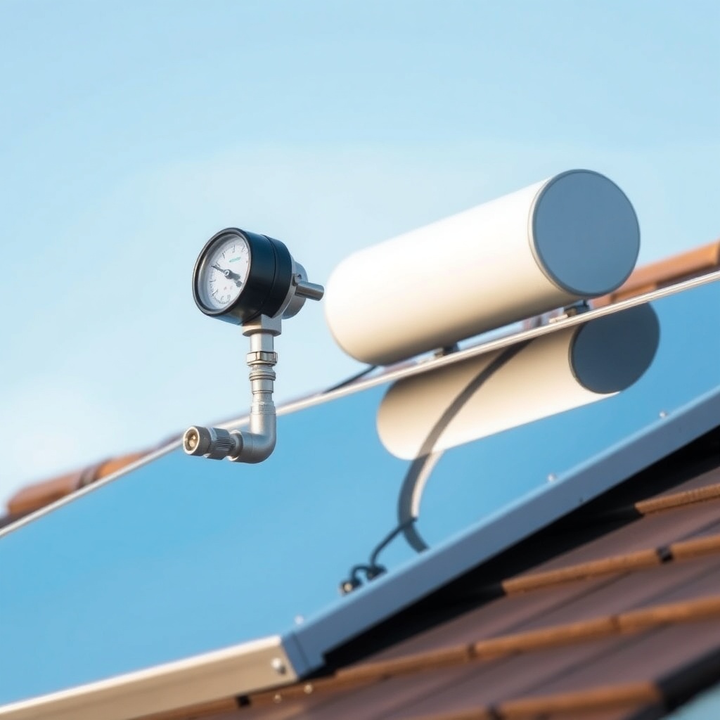 A close-up photorealistic shot of a single Heliocol HC-50 panel on a residential roof