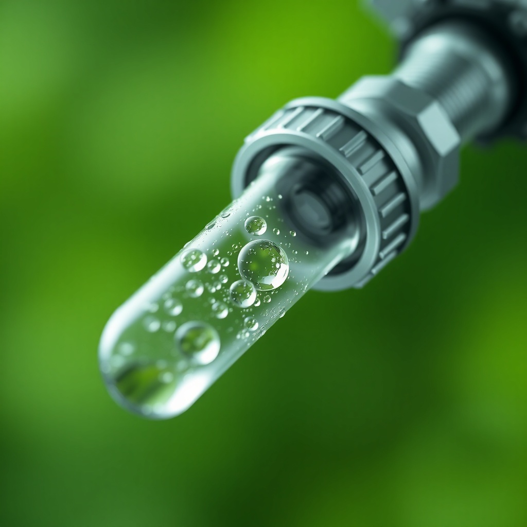 <clean photorealistic photo of a close-up on a Heliocol HC-65 manifold showing condensatio