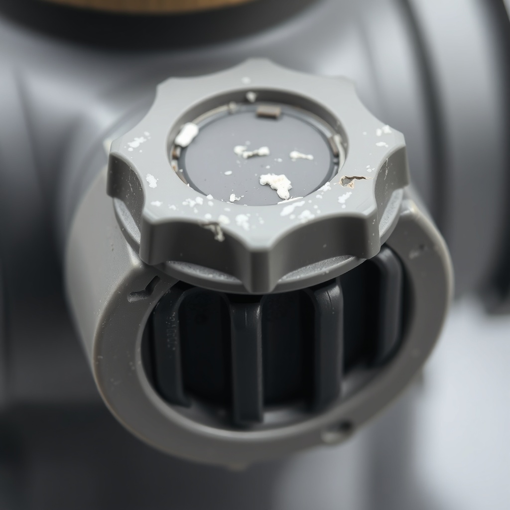 Close-up photo of a Heliocol HC-65 vacu-relief valve with cracked rubber seat