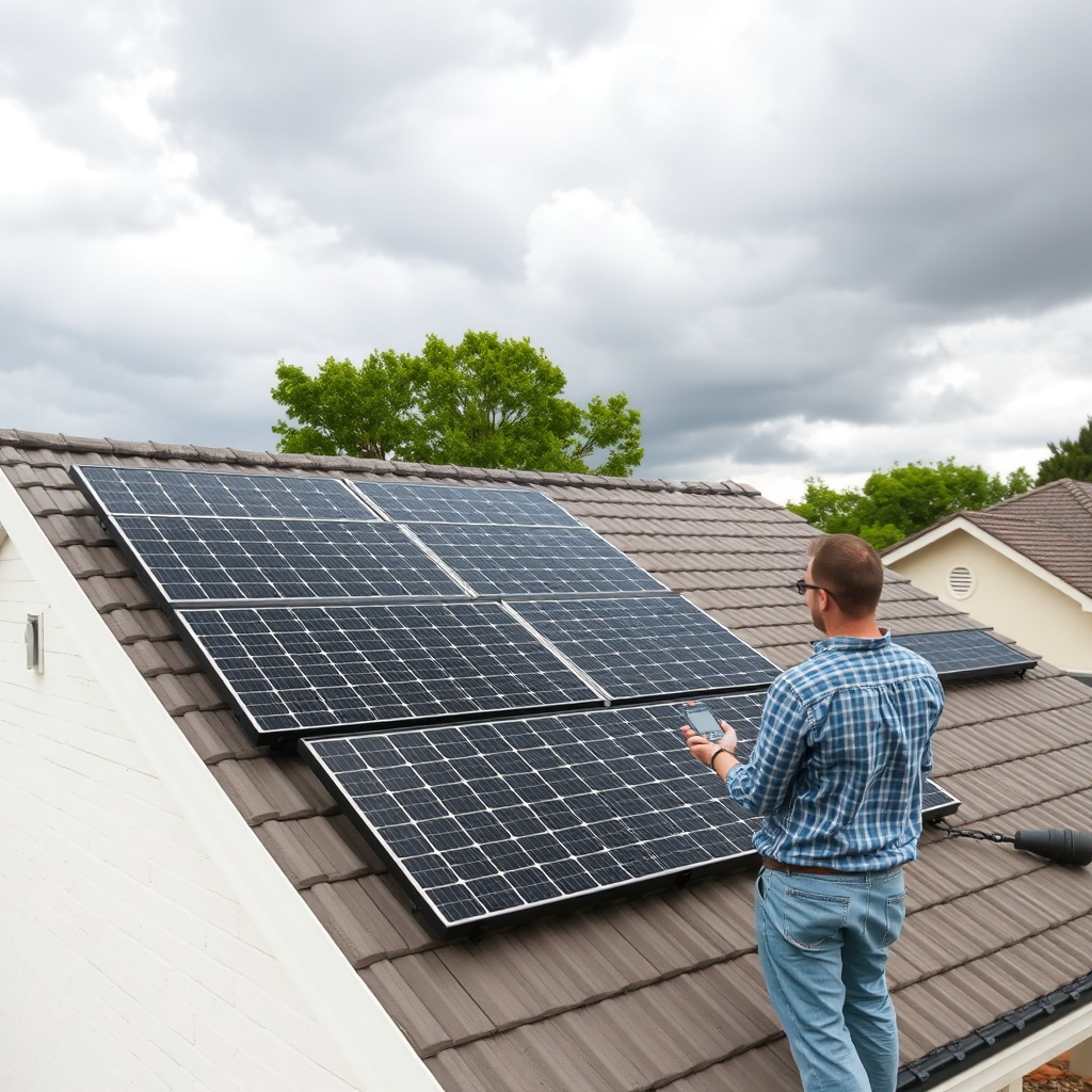 <clean photorealistic photo/illustration of a SolarPoolPro array on a residential roof und